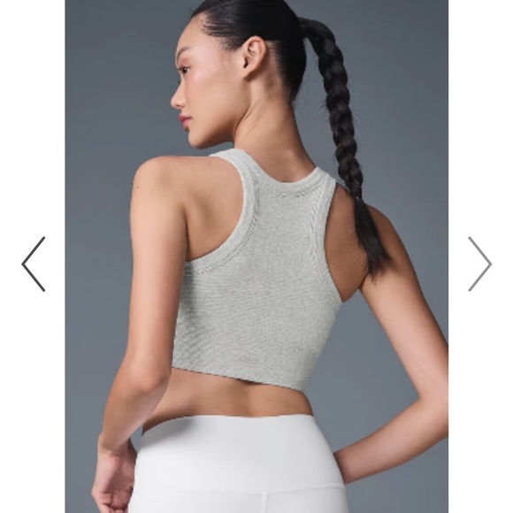 Alo Seemless Delight High Neck Bra Tank - Grey Small - Picture 4 of 7